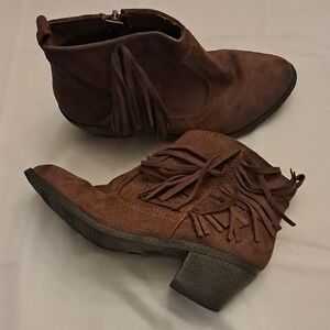 Faded Glory Suede Fringe Ankle Booties